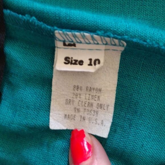 VTG Ellen Figg Green Ultra High Rise Linen Blend Bermuda Mom Shorts SZ 10 - Picture 13 of 16